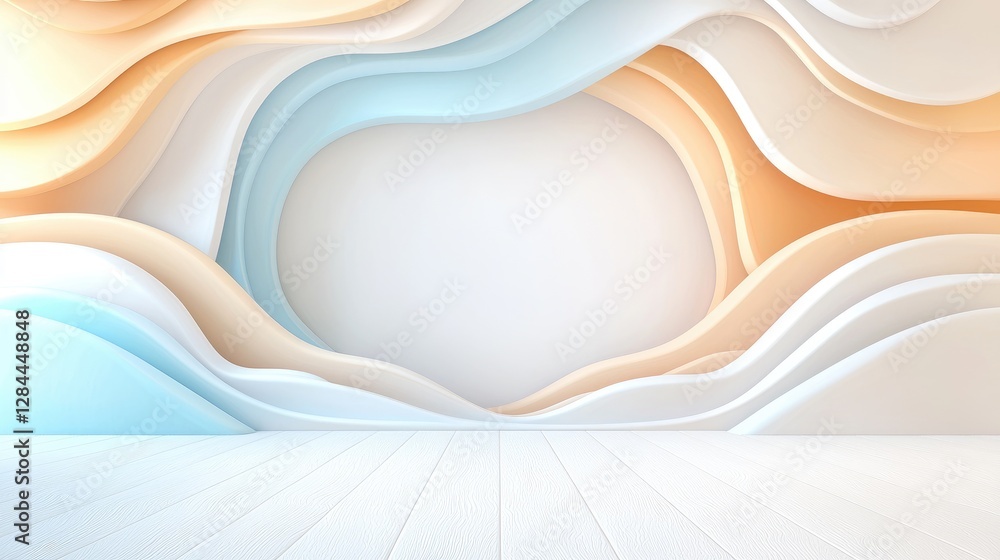 Obraz premium Abstract pastel waves wall interior design
