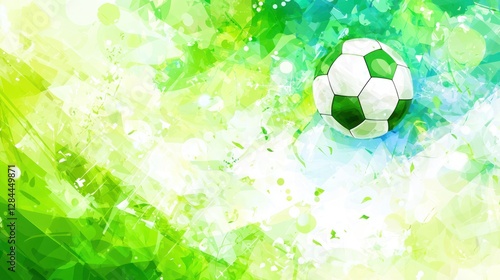 Soccer ball graphic design, vibrant colors, abstract background, likely for sports-themed content