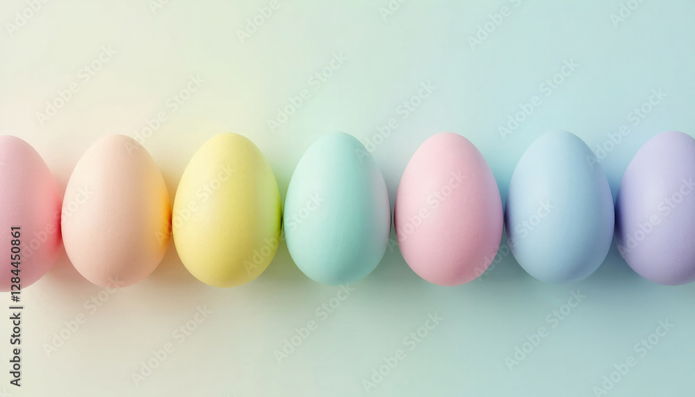 Pastel-colored eggs on soft background. AI image Pastel-colored eggs on soft background. AI image