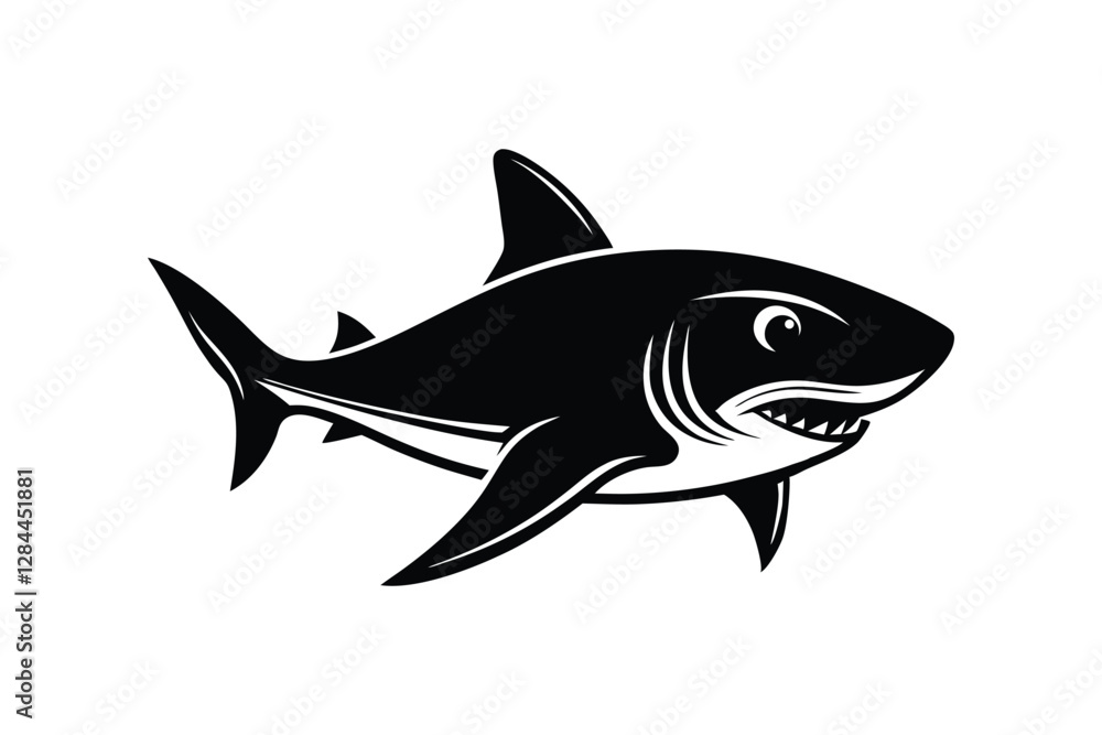 Obraz premium Blacktip Reef Shark Silhouette Vector Design - High-Quality Shark Vector for T-shirts, Posters, and Branding