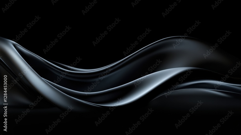 A serene abstract image featuring gentle waves of smooth black fabric creating a tranquil and elegant atmosphere. A serene abstract image featuring gentle waves of smooth black fabric creating a tranquil and elegant atmosphere.