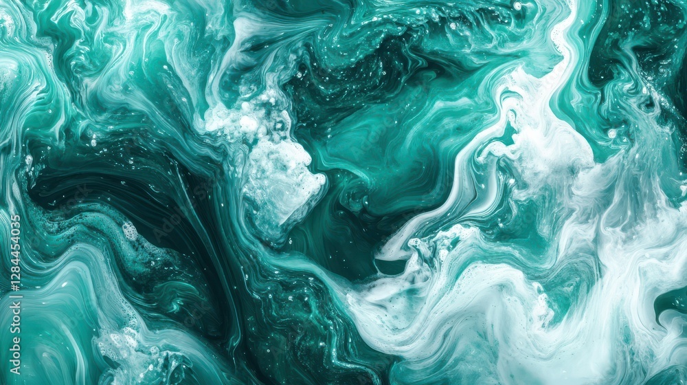 Abstract turquoise and white swirling patterns in fluid movement Abstract turquoise and white swirling patterns in fluid movement