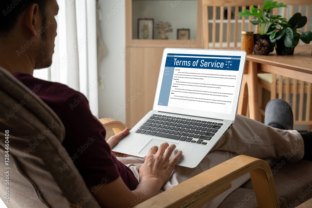 Online term of service conditions showing brisk rules and regulations in using the website on device screen for users to make an agreement to the online term of service Online term of service conditions showing brisk rules and regulations in using the website on device screen for users to make an agreement to the online term of service