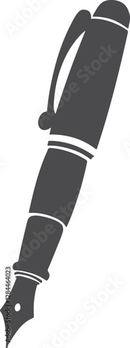 black silhouette of Fountain Pen icon vector on a white background.