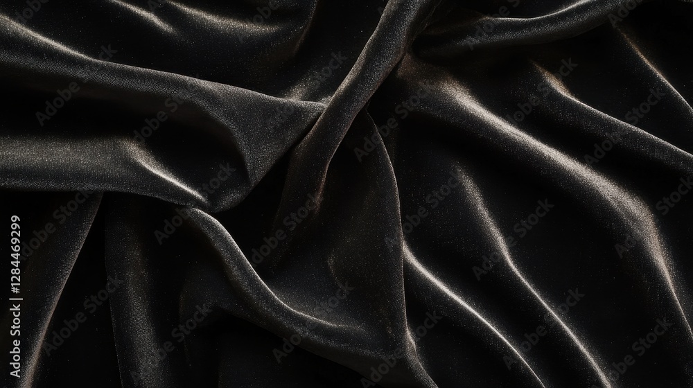 Obraz premium Luxurious black velvet fabric with rich texture and soft sheen, perfect for elegant fashion and interior designs.