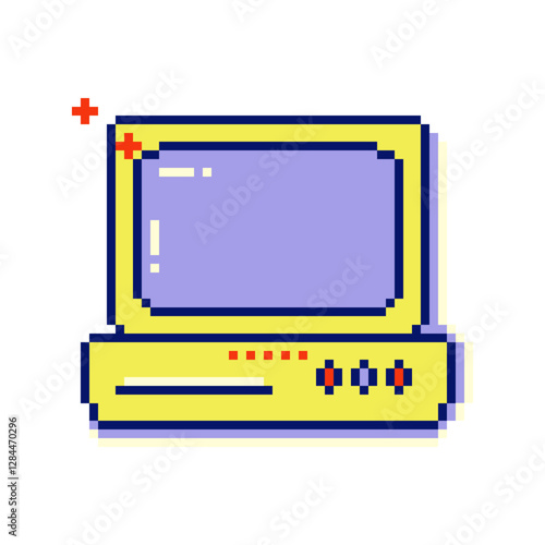 Nostalgic pixel art eight bit heart shape icon. Y2k retro 90s vaporwave style.