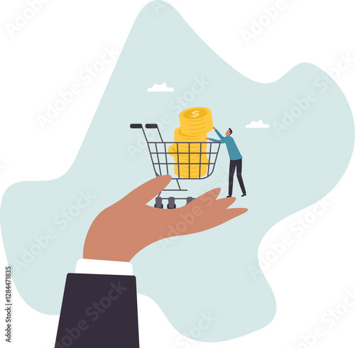 Bargain business deal for buyer and seller, best price shopping, stock for investor or consumer and marketing.business concept.flat character.