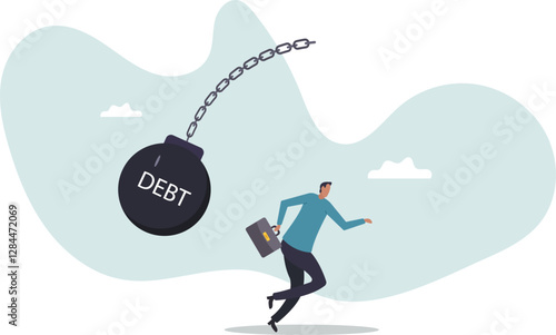Debt problem, obligation or financial loan crisis, liability or credit failure, no money to pay for debt, mortgage default .business concept.flat character.