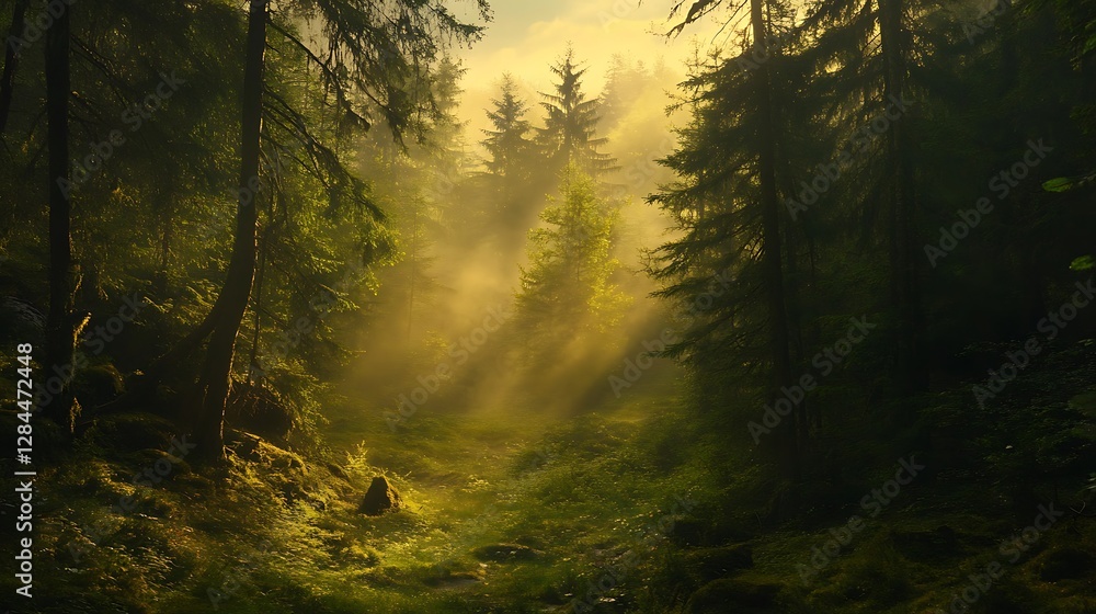Fototapeta premium Misty Woods Surrounding Eibsee Lake