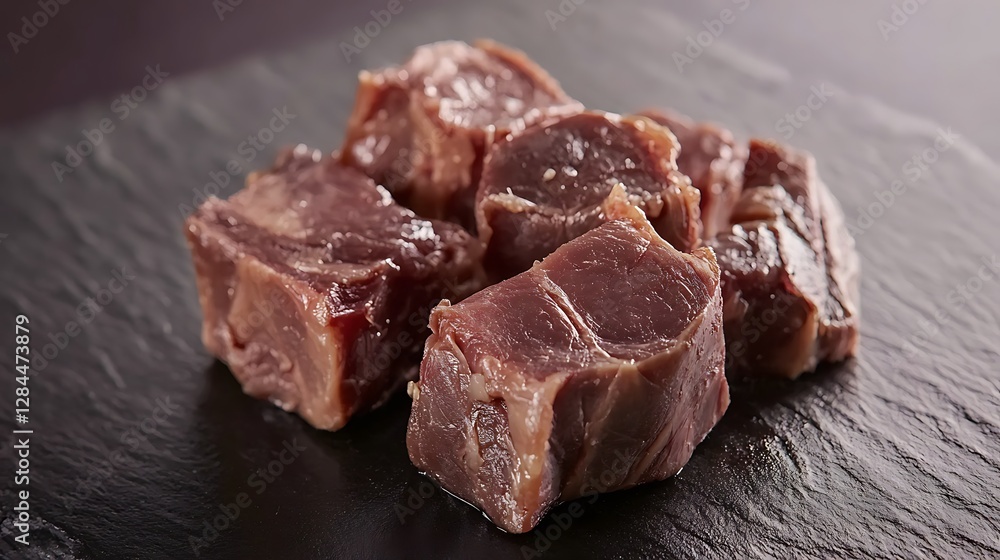 Cut raw beef liver on black table closeup Cut raw beef liver on black table closeup