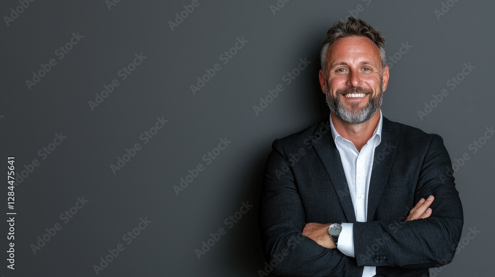 Businessman Portrait Against Gray Background Businessman Portrait Against Gray Background