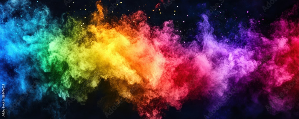 Vibrant colorful smoke explosion in rainbow spectrum on black background Vibrant colorful smoke explosion in rainbow spectrum on black background