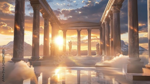 Artistic representation of Olympus, the sacred home of the Greek gods.