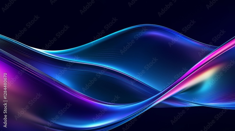 Fototapeta premium Dynamic Curved Waves Against Dark Background