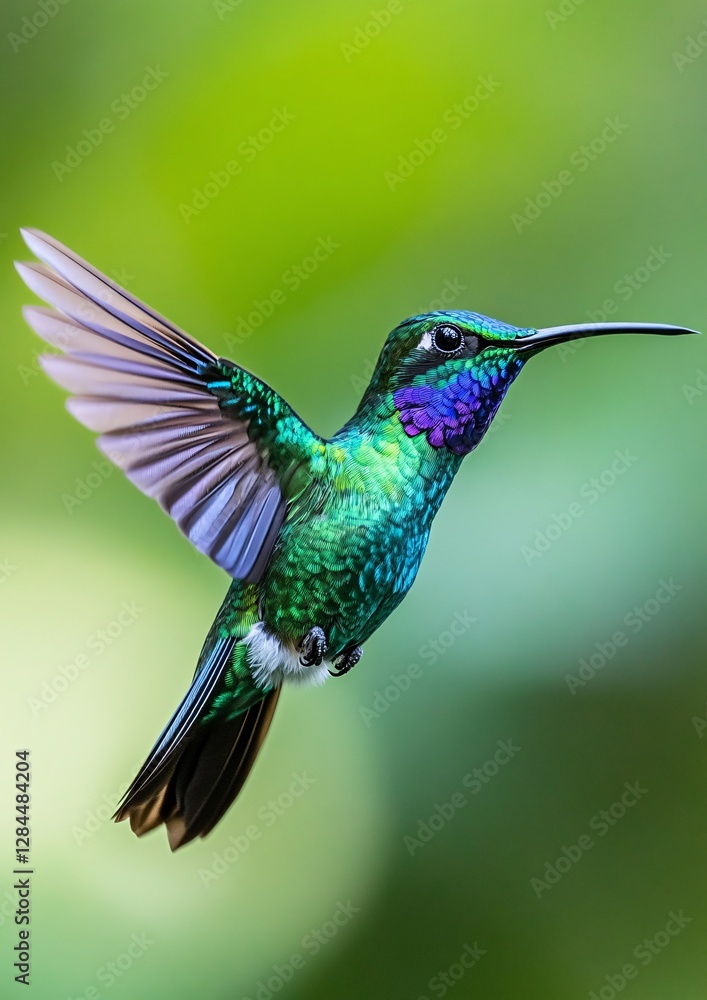 Fototapeta premium Green Violet-Ear Hummingbird