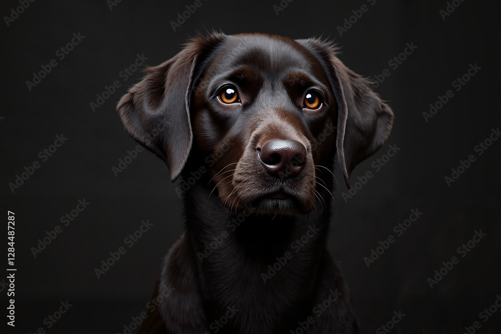 Portrait of chocolate brown dog with expressive eyes against dark background Portrait of chocolate brown dog with expressive eyes against dark background