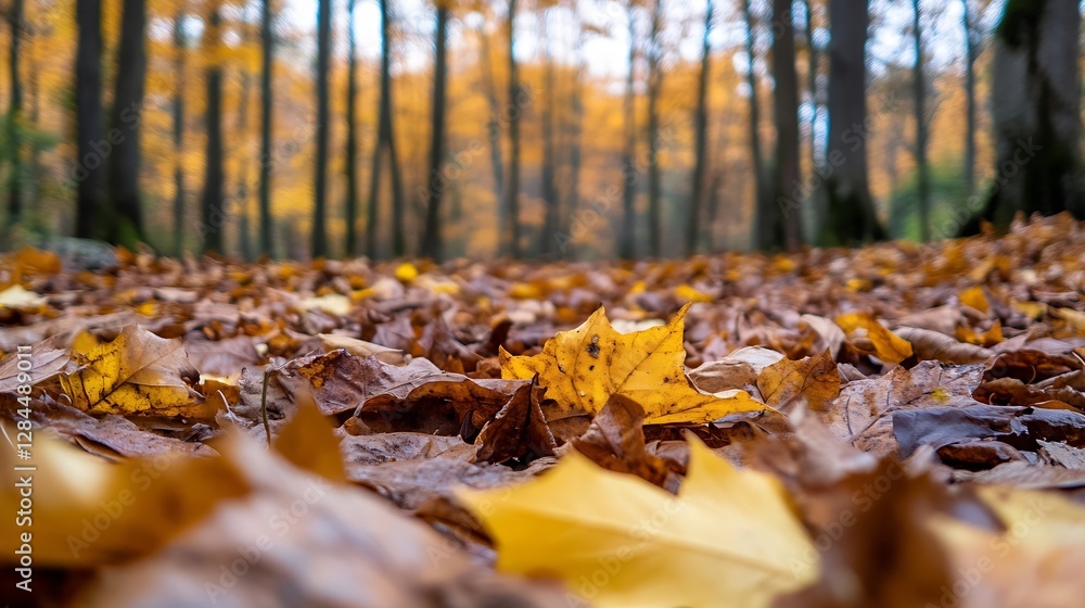 Colorful Autumn Leaves on the Ground in a Beautiful Forest Setting : Generative AI Colorful Autumn Leaves on the Ground in a Beautiful Forest Setting : Generative AI