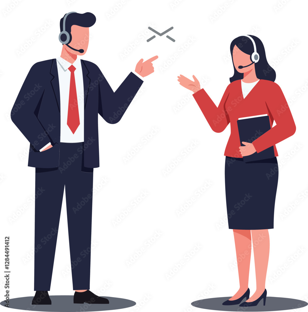 Professional business people discussing ideas in a minimal and modern style vector illustration Professional business people discussing ideas in a minimal and modern style vector illustration