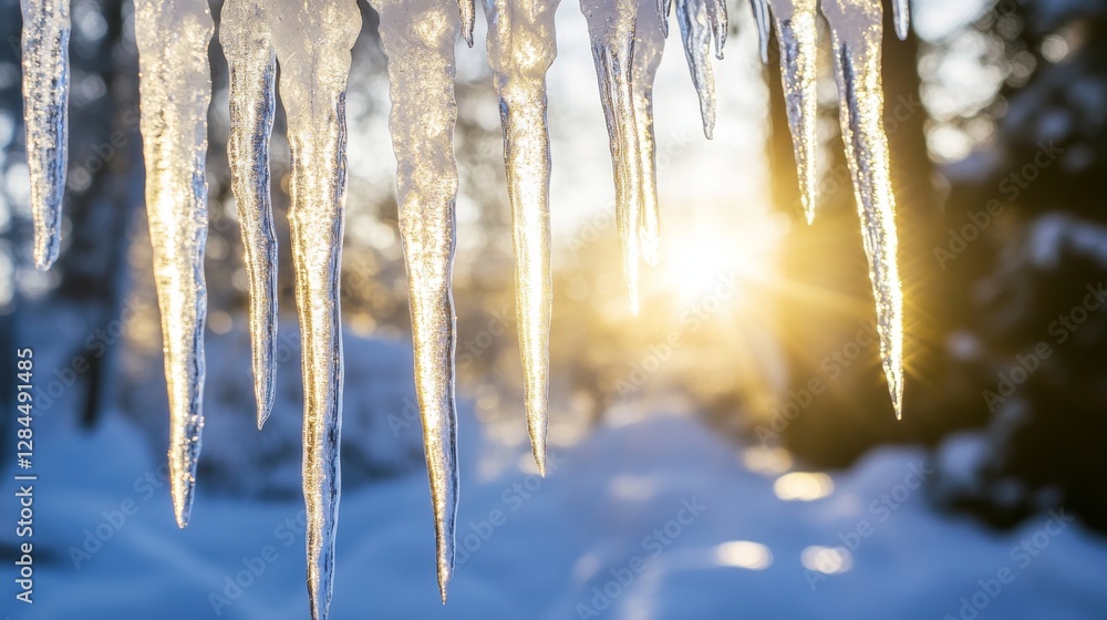 Enchanting icicles dazzling in winter light a captivating display of nature s elements Enchanting icicles dazzling in winter light a captivating display of nature s elements