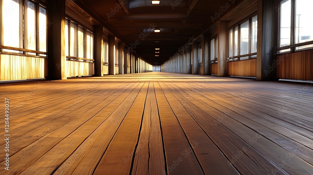 Warm and Inviting Wooden Corridor Bathed in Soft Natural Light : Generative AI Warm and Inviting Wooden Corridor Bathed in Soft Natural Light : Generative AI