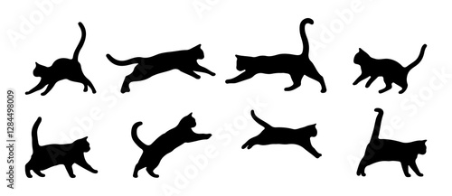 Wallpaper Mural Vector collection of cat silhouettes in different poses isolated on a white background. Torontodigital.ca
