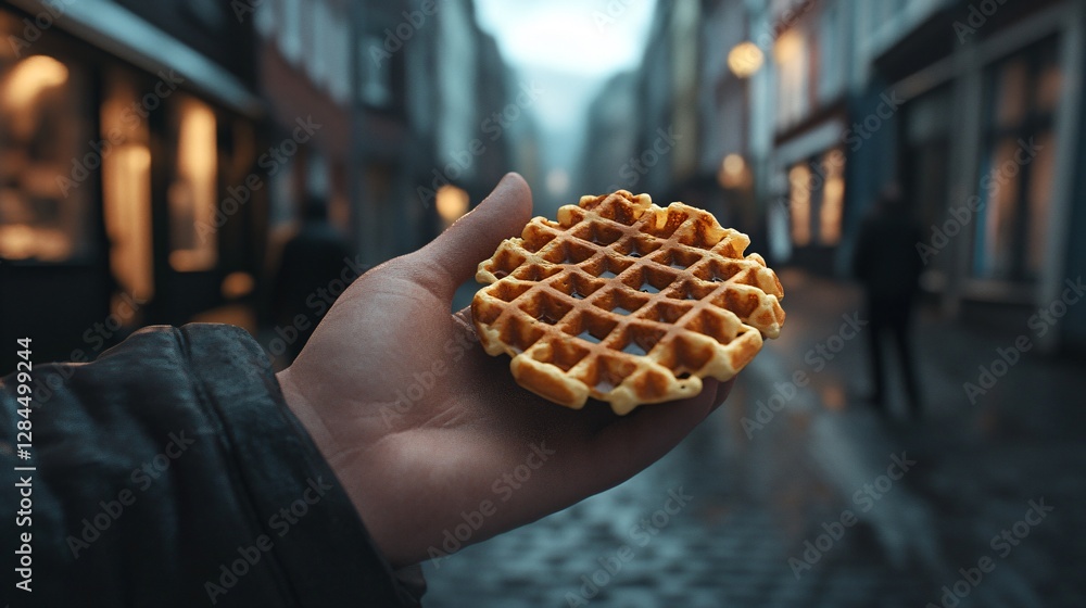 Fototapeta premium Norwegian Waffle Breakfast: Traditional Meal Enjoyed in Norway