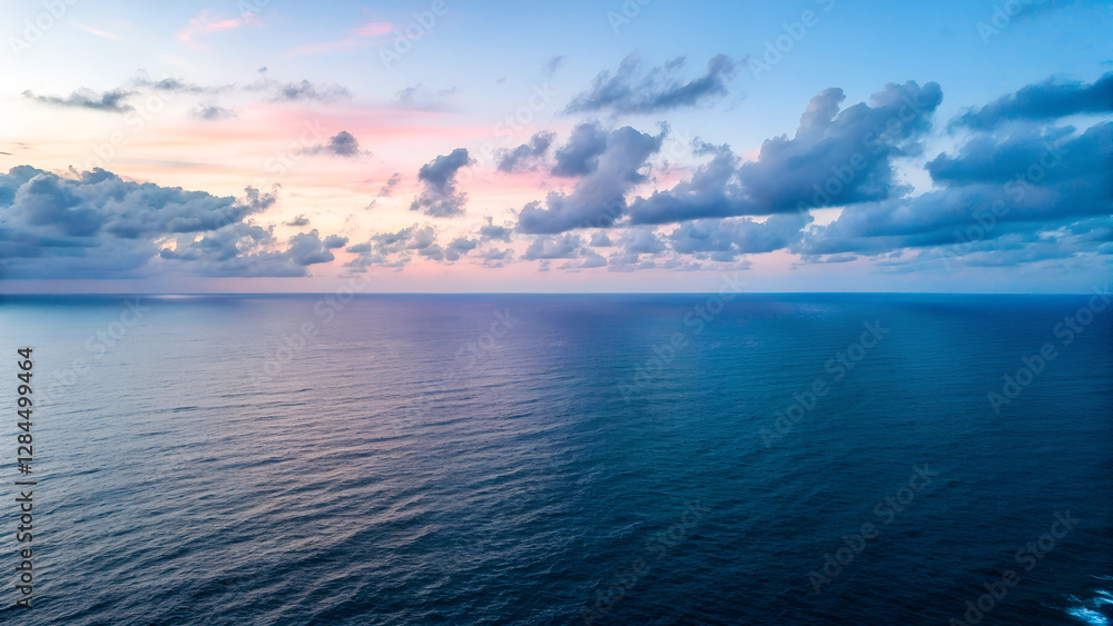 custom made wallpaper toronto digitalSerene Ocean Horizon at Sunset with Soft Clouds and Calm Blue Waters