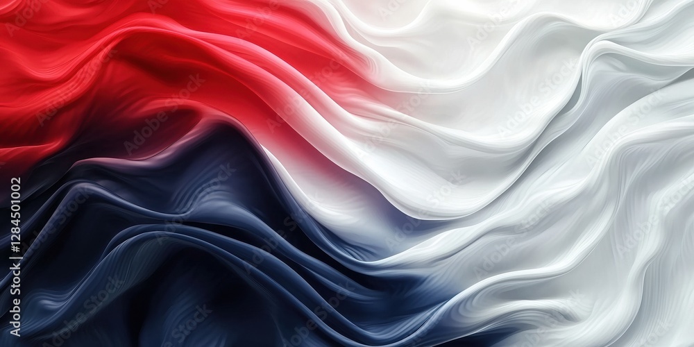 Obraz premium Abstract background with wavy lines in red, white, and blue colors