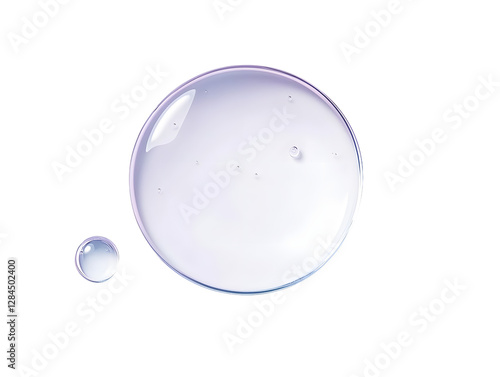 Clear serum oil sample swatch round shape texture isolated on white background. cosmetic Hyaluronic acid retinol collagen science lab product sample