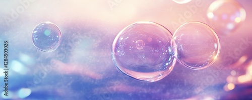 Wallpaper Mural Colorful soap bubbles floating in dreamy pastel sky with vibrant reflections and light effects Torontodigital.ca