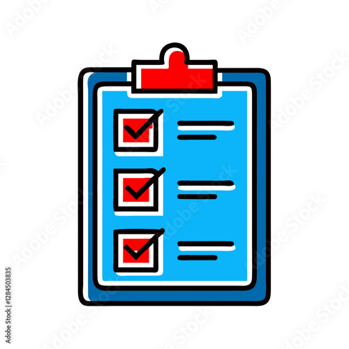 Colorful checklist on clipboard with checkmarks, task management