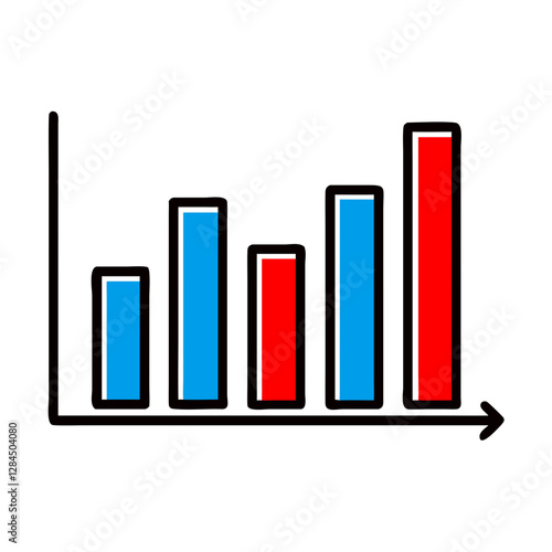 Colorful bar chart depicting growth trends in data analysis, visualization