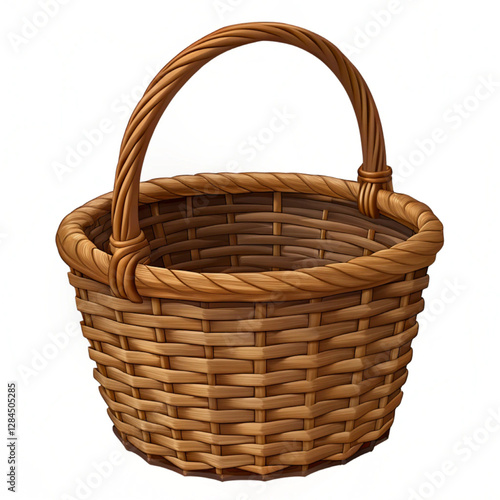 Wicker basket isolated on white background. Vector illustration