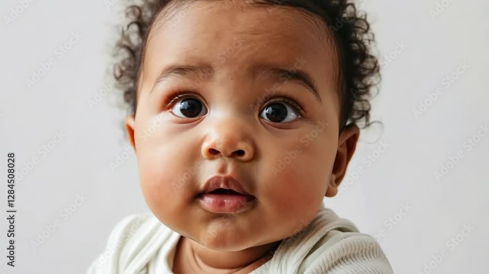 Curious baby exploring world with innocent expressions and wideeyed wonder Curious baby exploring world with innocent expressions and wideeyed wonder