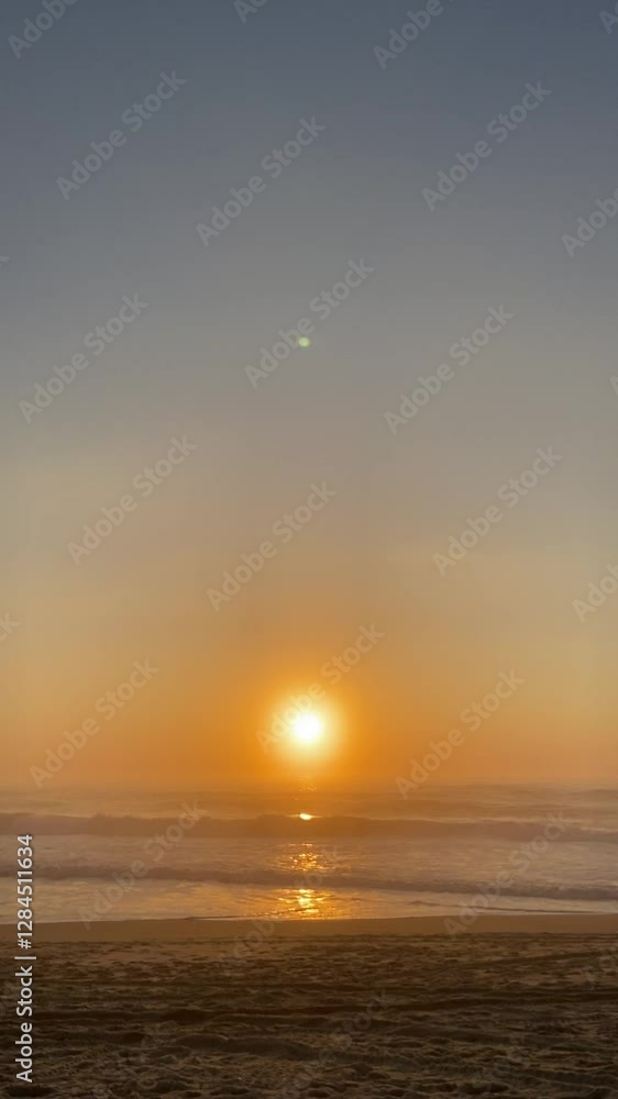 Sunset on the beach in Portugal. Golden sunset on the ocean beach. Cinematic sunset on the ocean. Sunset on the beach in Portugal. Golden sunset on the ocean beach. Cinematic sunset on the ocean.