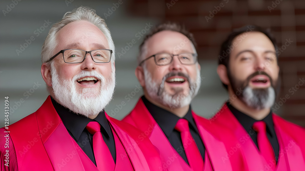 Men's Chorus Singing Joyfully Outdoors
