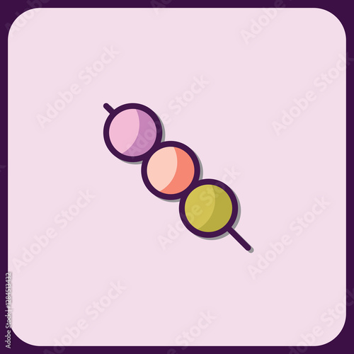 Pastel Colored Dango Balls on a Stick Icon Design