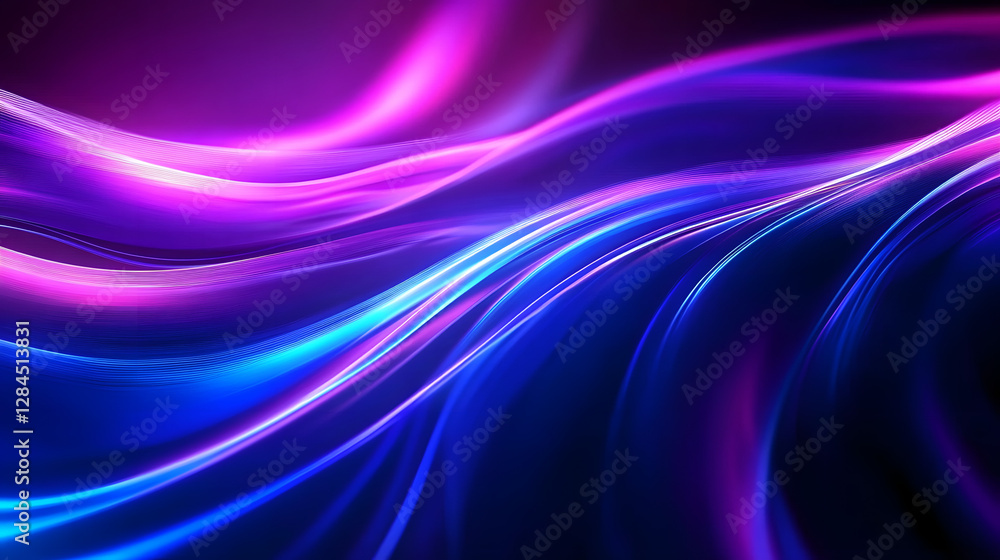 custom made wallpaper toronto digitalAbstract blue and purple light wavy shapes futuristic banner. Glowing retro waves background