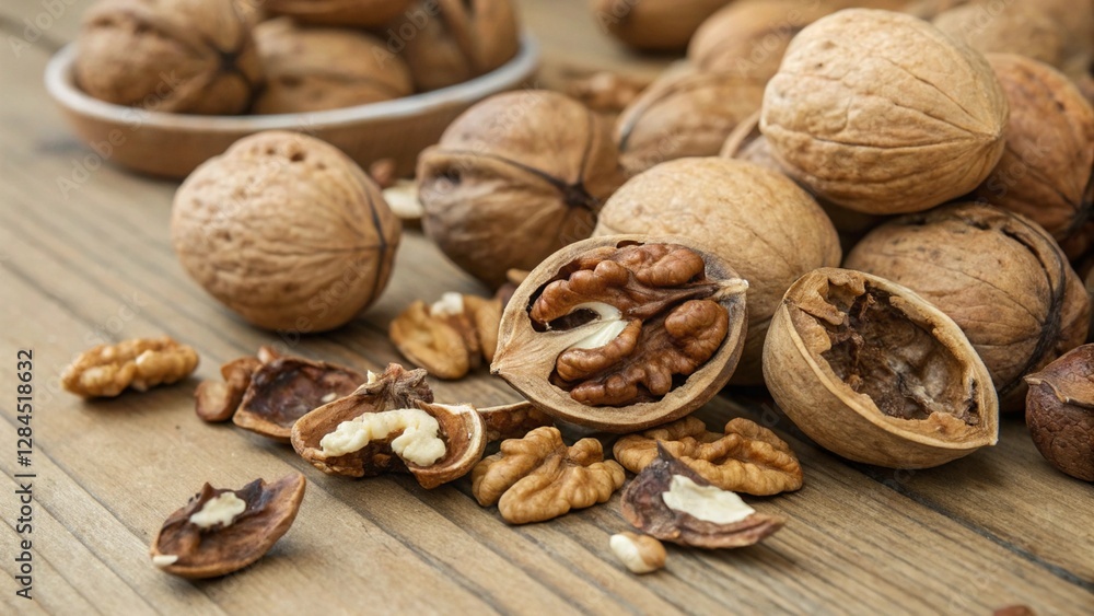 Background of Many Half-Cleaned Walnuts for Food Photography Background of Many Half-Cleaned Walnuts for Food Photography