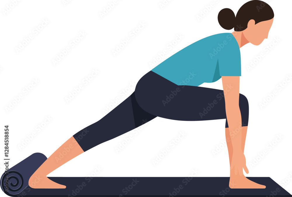 Yoga pose transition with athletic woman in flat design vector art Yoga pose transition with athletic woman in flat design vector art