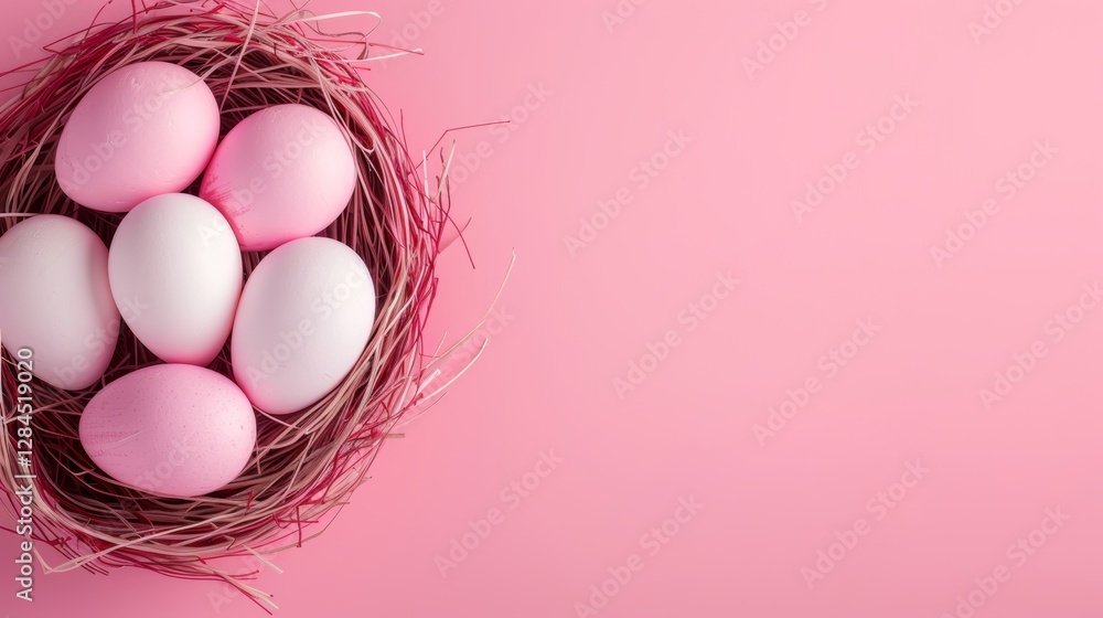 Pastel Pink Easter Eggs in a Nest Pastel Pink Easter Eggs in a Nest