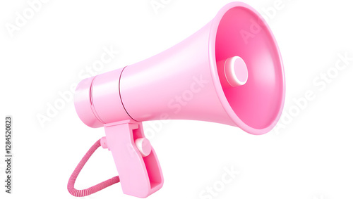 A pink megaphone designed for amplifying sound, featuring a trigger mechanism and a wide bell for projection.