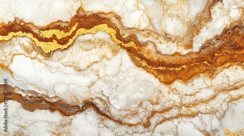 Abstract gold metallic streaks on luxury marble texture with sand land effect