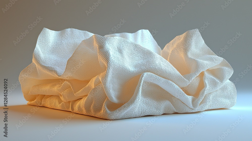 Crinkled cream fabric folds studio shot Crinkled cream fabric folds studio shot