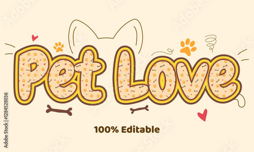 Pet love text effect premium vector