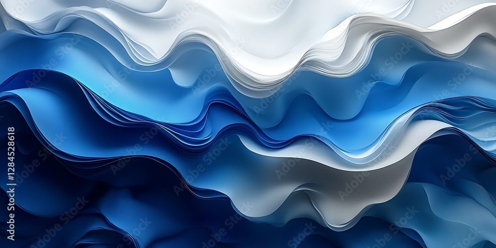 Fototapeta premium Abstract Blue and White Wavy Layers Background
