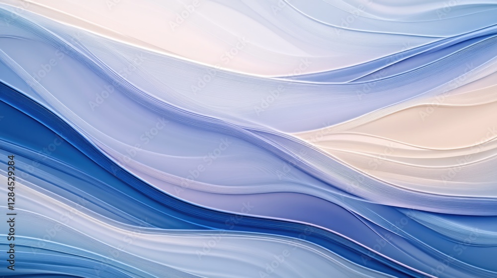 Obraz premium An abstract painting of ocean waves in shades of blue, purple, and white. A modern art piece with a textured look that emulates the feel of brush strokes on canvas.