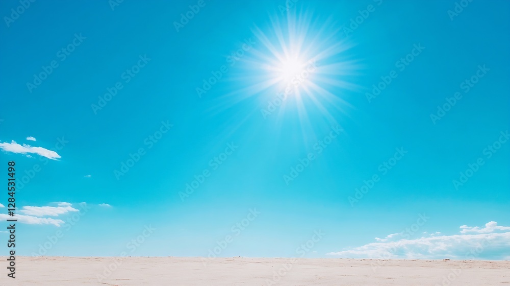 Vast desert landscape under a clear sky with bright sun illuminating the sandy terrain : Generative AI Vast desert landscape under a clear sky with bright sun illuminating the sandy terrain : Generative AI