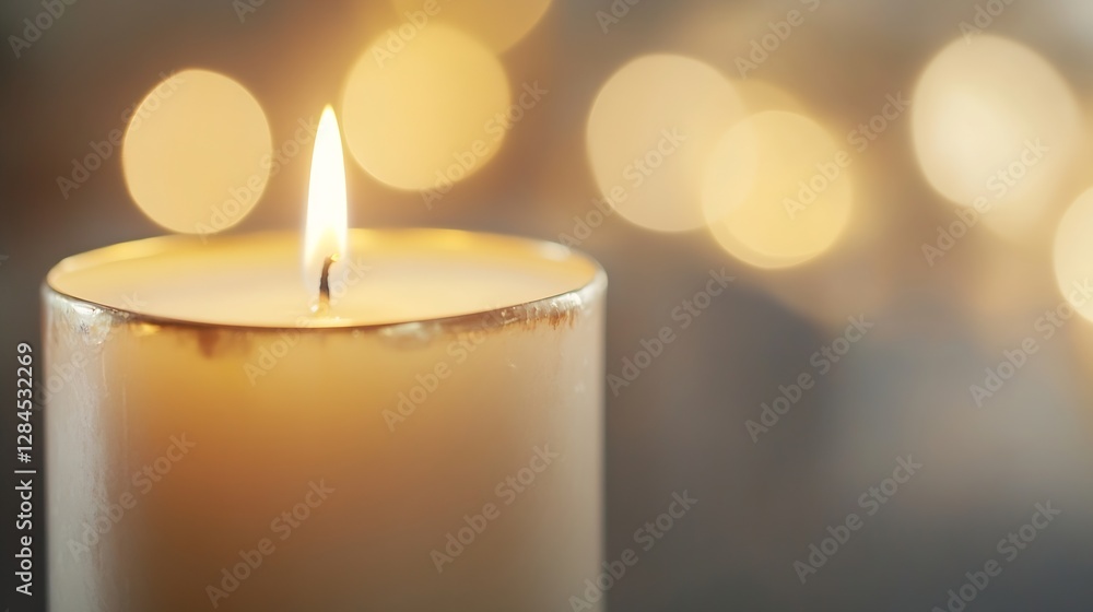 Closeup view of a burning candle with a warm glow creating a cozy and inviting ambiance : Generative AI Closeup view of a burning candle with a warm glow creating a cozy and inviting ambiance : Generative AI