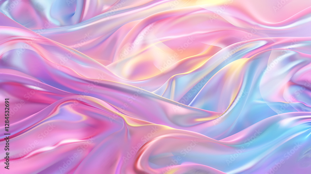 Fototapeta premium Silky smooth pastel waves with dreamy light refractions